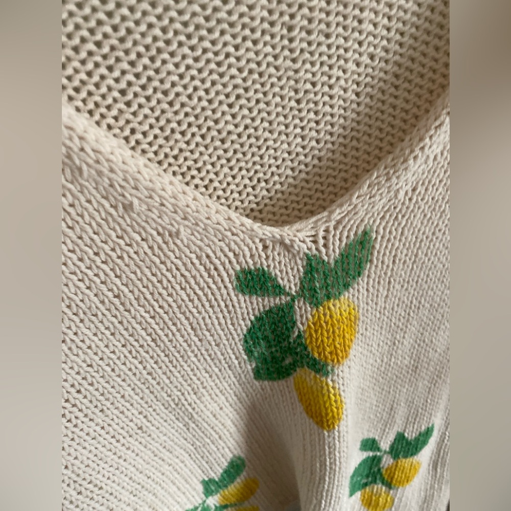 Wooden Ships Sweater Lemon Print Fruit S Cottage Core - Picture 3 of 3